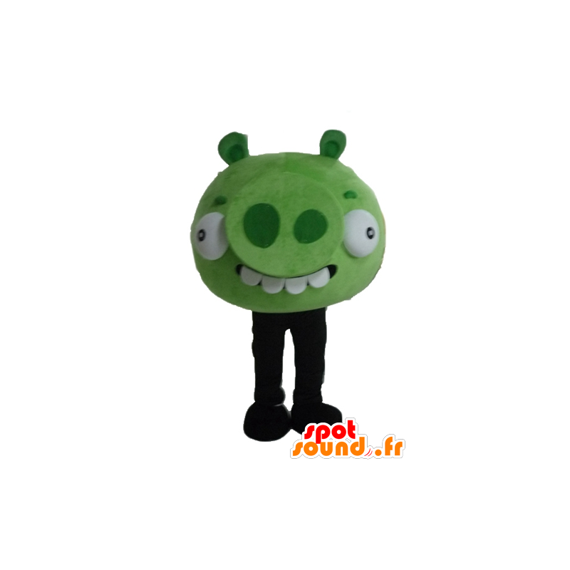 Groen monster mascotte, de beroemde spel Angry Birds - MASFR23483 - Celebrities Mascottes