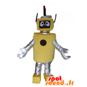 Maskot stor gul och silverrobot, mycket vacker och original -