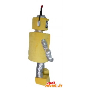 Μασκότ μεγάλο κίτρινο και ασημί ρομπότ, όμορφο και πρωτότυπο - MASFR23487 - μασκότ Ρομπότ