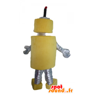 Mascotte de grand robot jaune et argenté, très beau et original - MASFR23487 - Mascottes de Robots