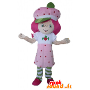 Mascotte de Charlotte aux Fraises, célèbre fillette rose - MASFR23489 - Mascottes Personnages célèbres