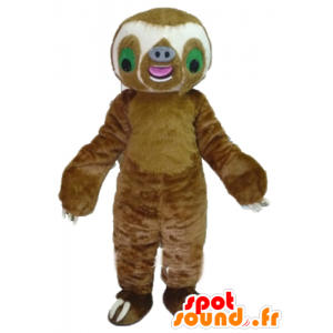 Kæmpe sloth maskot, brun og hvid - Spotsound maskot kostume