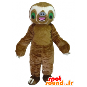 Mascotte de paresseux géant, marron et blanc - MASFR23499 - Mascottes Paresseux