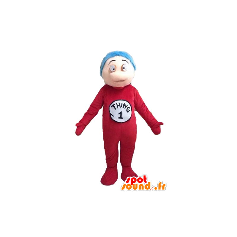 Jongen mascotte, rood pak en blauw haar - MASFR23500 - Mascottes Boys and Girls