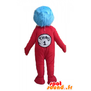 Jongen mascotte, rood pak en blauw haar - MASFR23500 - Mascottes Boys and Girls