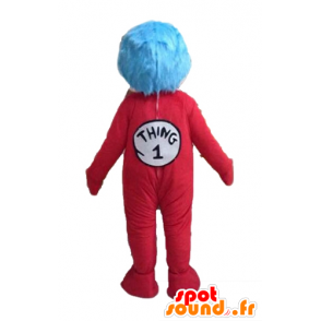 Mascote menino, terno vermelho e cabelo azul - MASFR23500 - Mascotes Boys and Girls