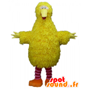 Mascotte d'oiseau jaune et rose, tout doux, rigolo et poilu - MASFR23504 - Mascotte d'oiseaux