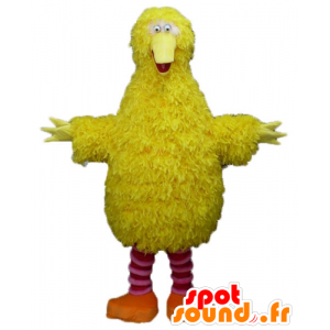 Maskotti keltainen ja pinkki lintu, pörröinen, hauska, karvainen - MASFR23504 - maskotti lintuja