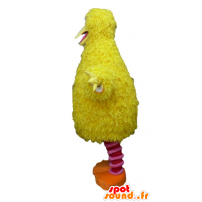 Mascotte d'oiseau jaune et rose, tout doux, rigolo et poilu - MASFR23504 - Mascotte d'oiseaux