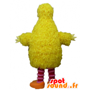 Mascotte d'oiseau jaune et rose, tout doux, rigolo et poilu - MASFR23504 - Mascotte d'oiseaux