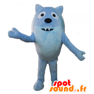 Fox maskot, blå djur, rund och söt - Spotsound maskot