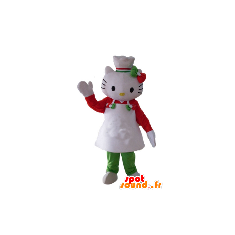 Mascot Hello Kitty, med et forkle og en kokk lue - MASFR23507 - Hello Kitty Maskoter