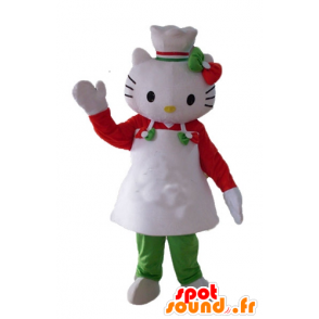Maskottchen-hallo Miezekatze mit einer Schürze und Haube - MASFR23507 - Maskottchen Hello Kitty