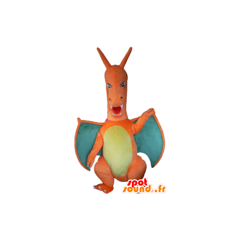Dragon mascot orange, green and yellow giant - MASFR23508 - Dragon mascot