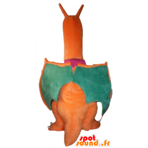 Oranje draak mascotte, groen en geel, reuze - MASFR23508 - Dragon Mascot