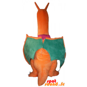 Oranssi lohikäärme maskotti, vihreä ja keltainen, jättiläinen - MASFR23508 - Dragon Mascot