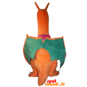 Orange, grön och gul drakmaskot, jätte - Spotsound maskot