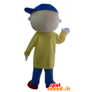 Liten pojkemaskot, med en färgglad outfit - Spotsound maskot