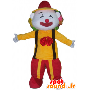 Clownmaskot i röd och gul outfit - Spotsound maskot