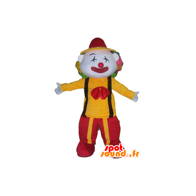 Clown Mascot segurando vermelho e amarelo - MASFR23516 - mascotes Circus