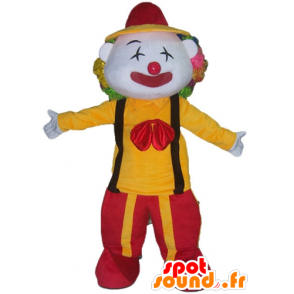 Clown mascot holding red and yellow - MASFR23516 - Mascots circus