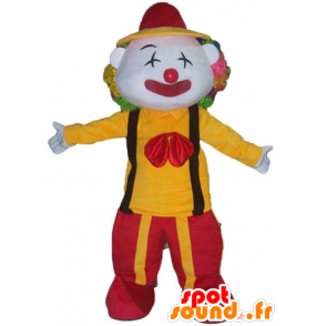 Clown Maskottchen hält rote und gelbe - MASFR23516 - Maskottchen-Zirkus