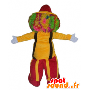 Clown mascot holding red and yellow - MASFR23516 - Mascots circus