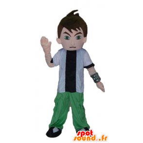 Boy mascot, teenage white dress, green and black - MASFR23517 - Mascots boys and girls