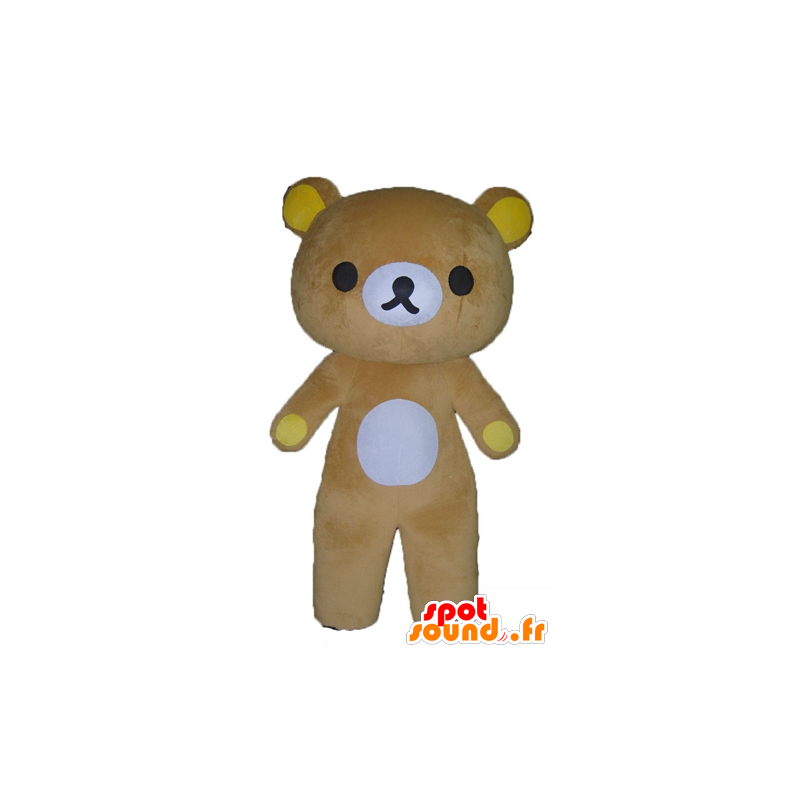 Mascotte grote teddybeer bruin, geel en wit - MASFR23526 - Bear Mascot