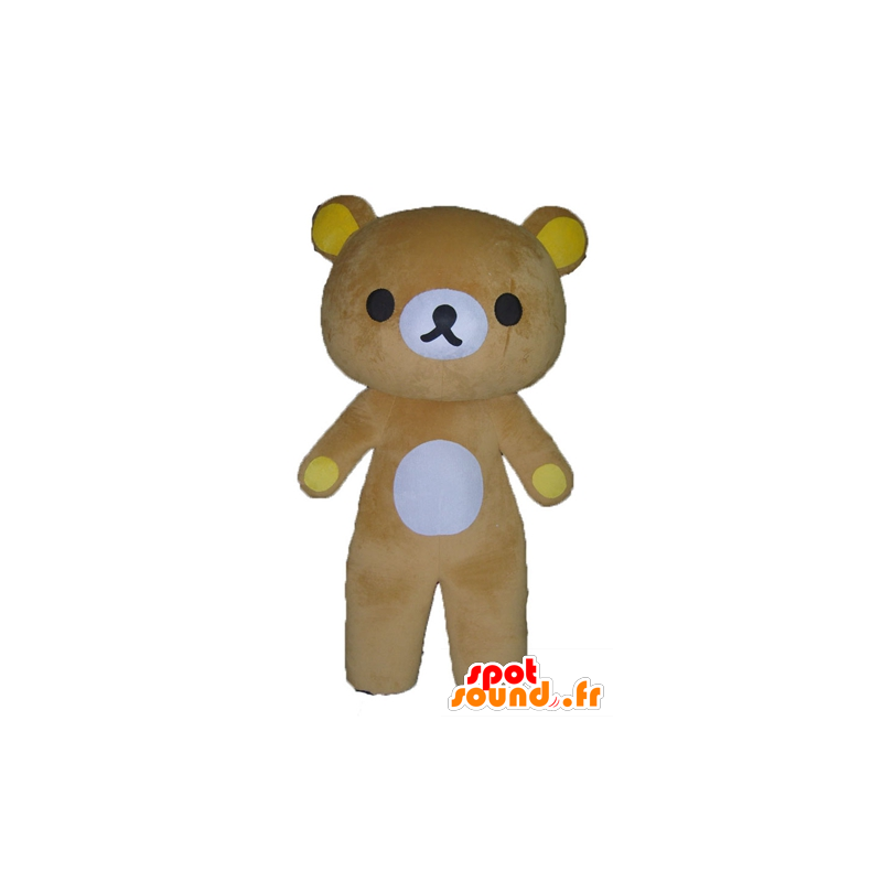Maskot velký medvídek hnědé, žluté a bílé - MASFR23526 - Bear Mascot