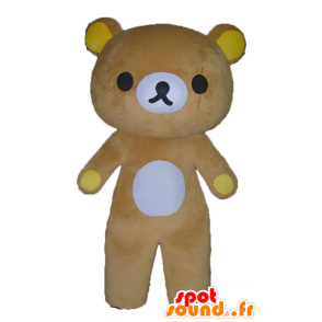 Mascotte de gros nounours marron, jaune et blanc - MASFR23526 - Mascotte d'ours