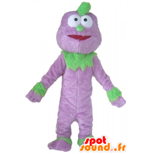 Mascot paars en groen monster, marionet - MASFR23527 - Celebrities Mascottes