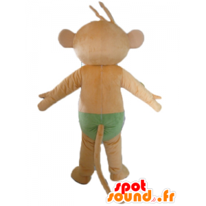 Brown Affe-Maskottchen, mit blauen Augen, mit einem grünen Slip - MASFR23534 - Maskottchen monkey