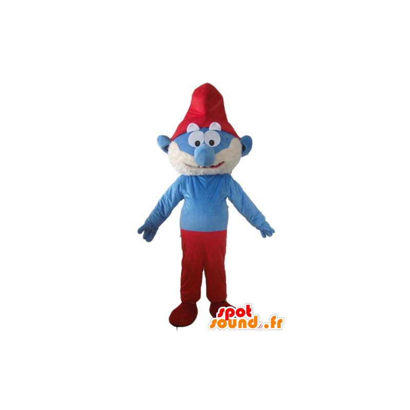 Maskotti Papa Smurffi, kuuluisa sarjakuvahahmo - MASFR23540 - Mascottes Les Schtroumpf