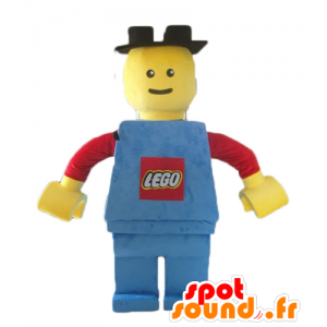 Big Lego maskot röd, gul och blå - Spotsound maskot