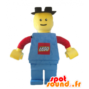 Big Lego maskot rød, gul og blå - Spotsound maskot kostume