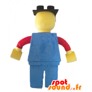 Big Lego maskot rød, gul og blå - Spotsound maskot kostume