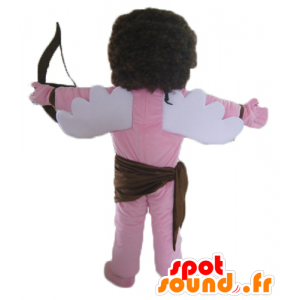 Mascotte de Cupidon, d'ange rose, avec un arc et des ailes - MASFR23543 - Mascottes Fée