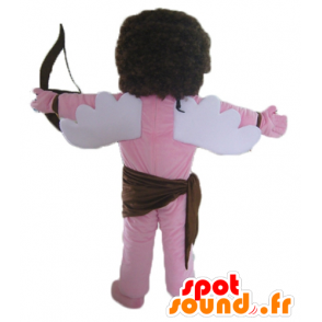 Mascotte de Cupidon, d'ange rose, avec un arc et des ailes - MASFR23543 - Mascottes Fée