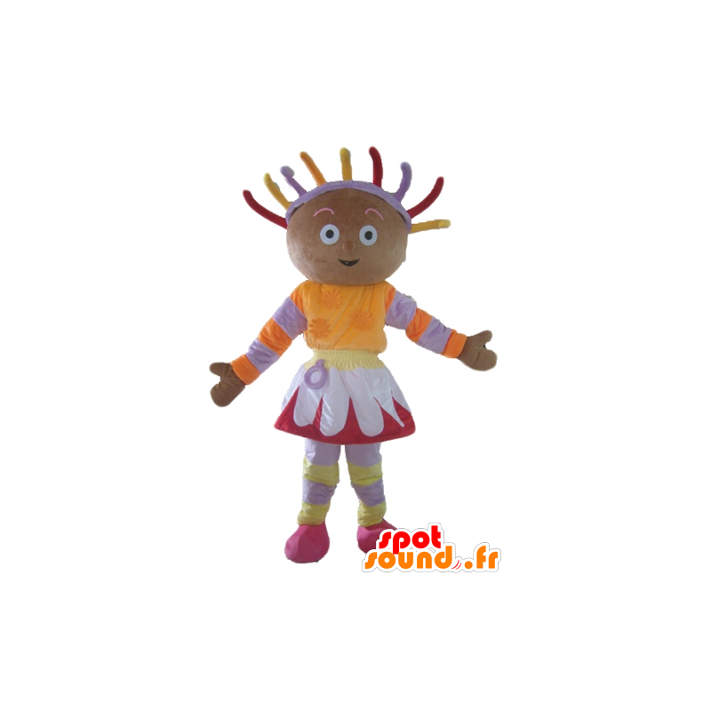 Afrikaans meisje mascotte in kleurrijke outfit - MASFR23544 - Mascottes Boys and Girls