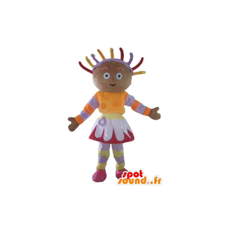 Mascotte de fille africaine, en tenue colorée - MASFR23544 - Mascottes Garçons et Filles