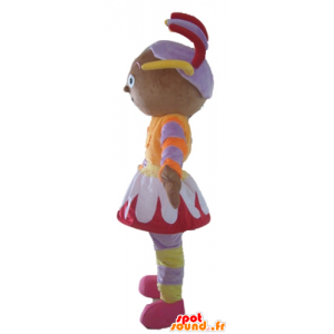 Mascotte de fille africaine, en tenue colorée - MASFR23544 - Mascottes Garçons et Filles