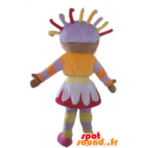 Mascotte de fille africaine, en tenue colorée - MASFR23544 - Mascottes Garçons et Filles