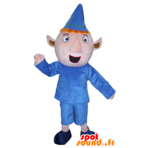 Rode kabouter mascotte, roze, gekleed in een blauwe outfit - MASFR23548 - Human Mascottes