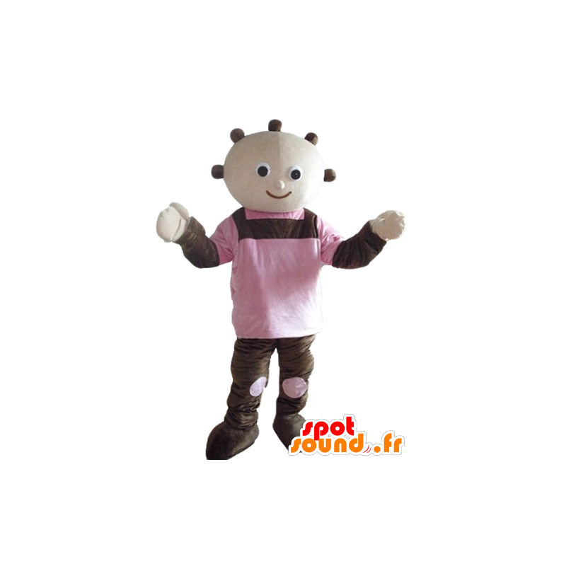 Pop mascotte, reuze baby, bruin en roze - MASFR23550 - Human Mascottes