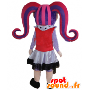 Gotisk flickamaskot, med färgat hår - Spotsound maskot