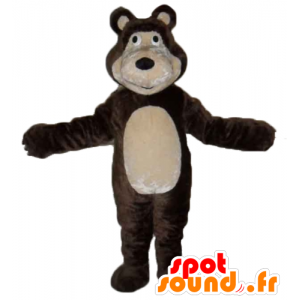 Brun og beige bjørnemaskot, kæmpe og rørende - Spotsound maskot