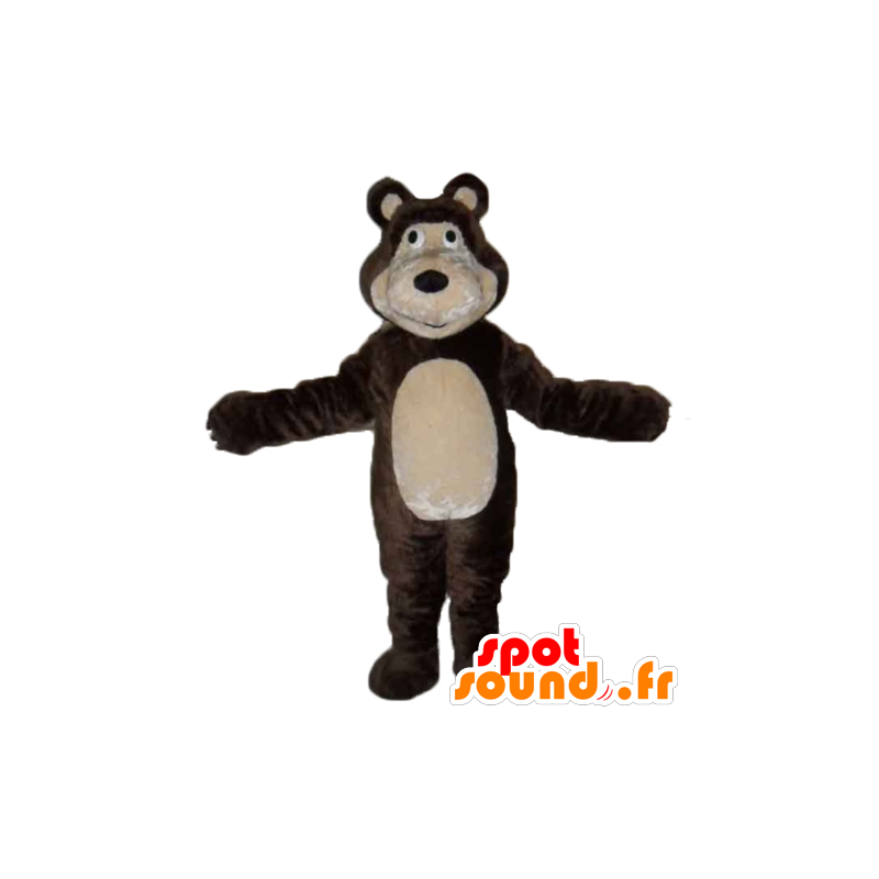 Mascot bruin en beige draagt, de reuze en ontroerend - MASFR23558 - Bear Mascot