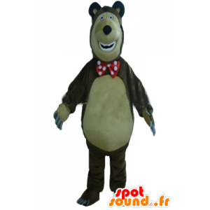 Mascotte de gros ours marron et beige, dodu et drôle - MASFR23561 - Mascotte d'ours