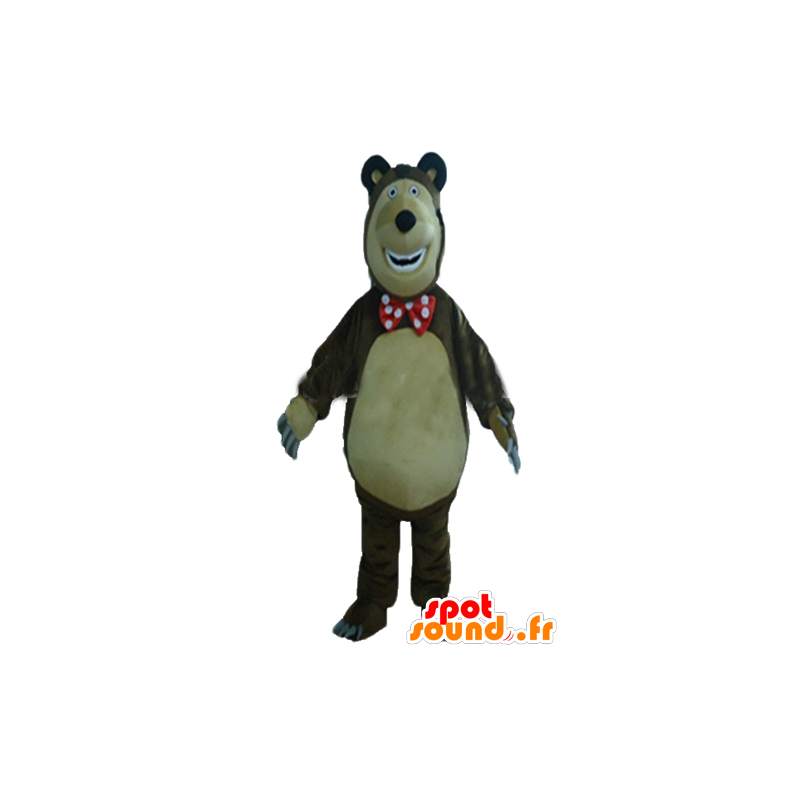 Mascotte de gros ours marron et beige, dodu et drôle - MASFR23561 - Mascotte d'ours